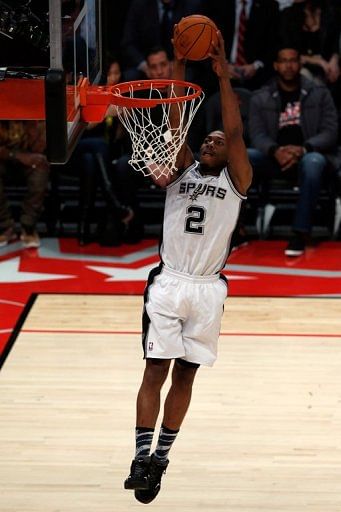Kawhi Leonard of the San Antonio Spurs and Team Chuck dunks the ball, in Houston, on February 15, 2013